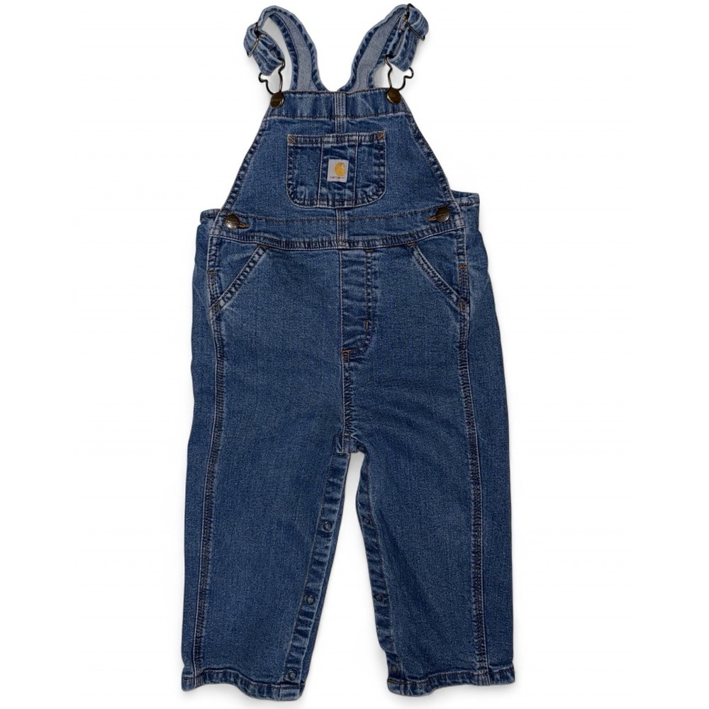 Carhartt Baby Size 24M Denim Overalls Snap Crotch Blue Jean OX8665-B Workwear